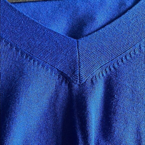 Worthington Thunder Blue Long Sleeve V Neck Fine Knit Sweater NWT Super … - Picture 9 of 11